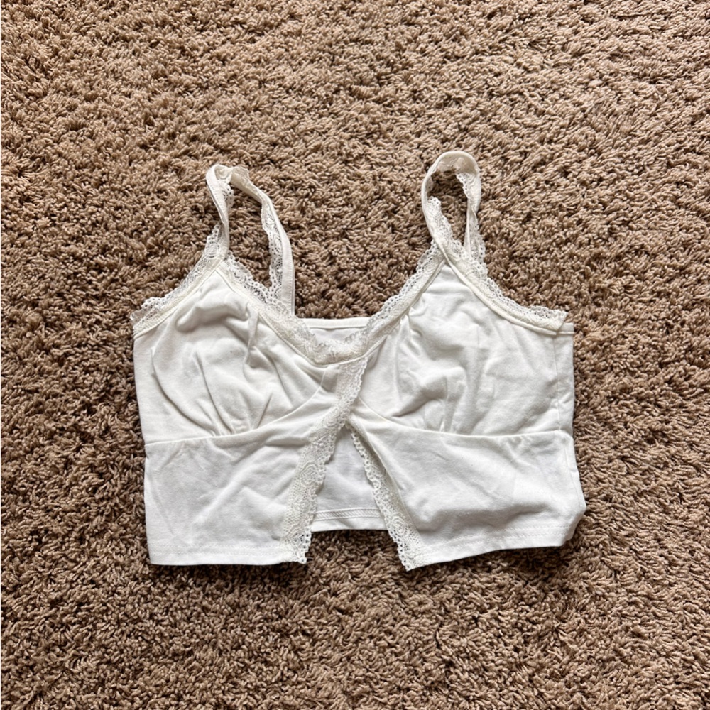 White Lace Trim cropped tank